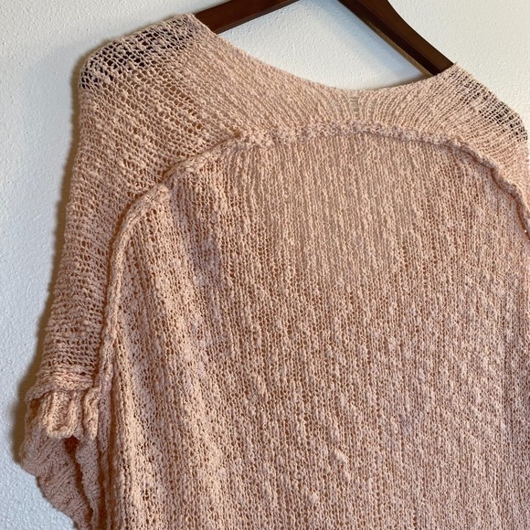 Free People Pink Oversized Open Knit Tunic Dress, Short Sleeves, Size Small - Picture 5 of 8